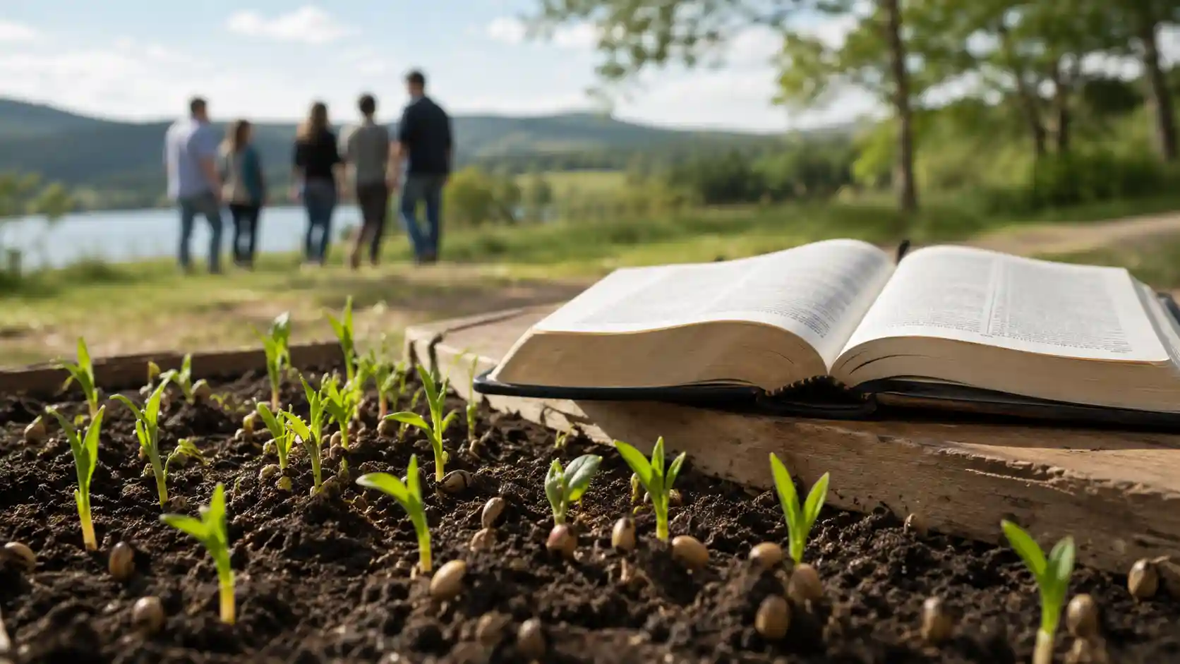 zelený výhonok vyrastajúci zo zrna, znovuzrodenie podľa Biblie, nový život v Pánu Ježišovi Kristovi, obraz duchovnej premeny