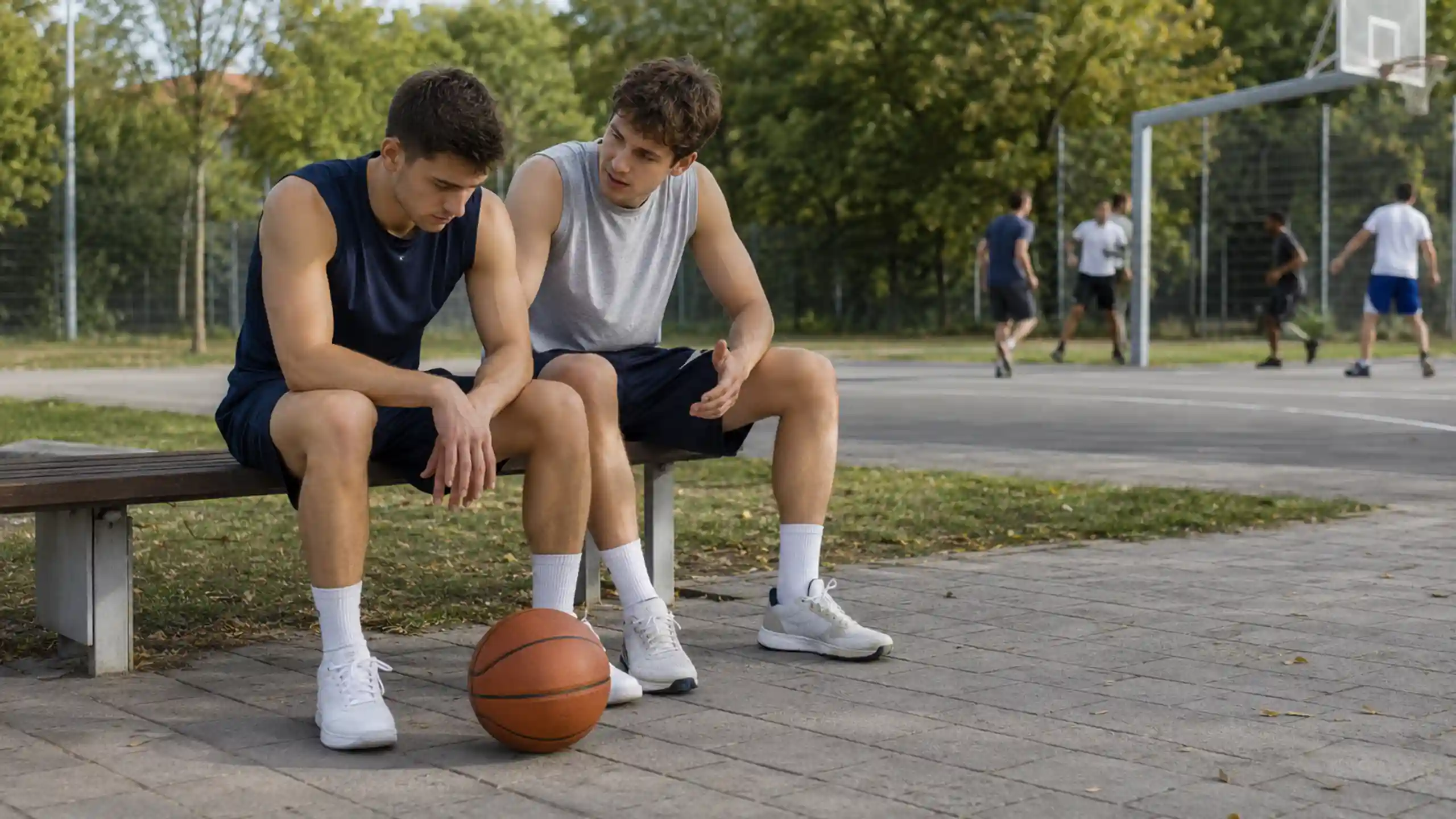 Dvaja chlapci po basketbalovom zápase cítia pocit menejcennosti a depresie