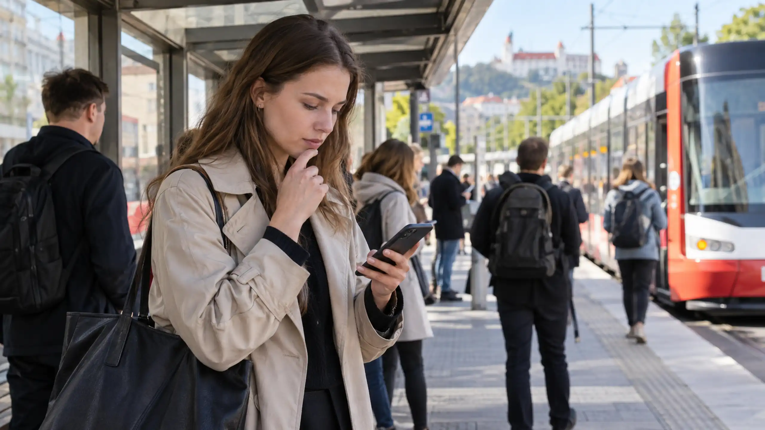 Žena no stanici sa rozhoduje ne pozerať viacej online snár a výklady snov