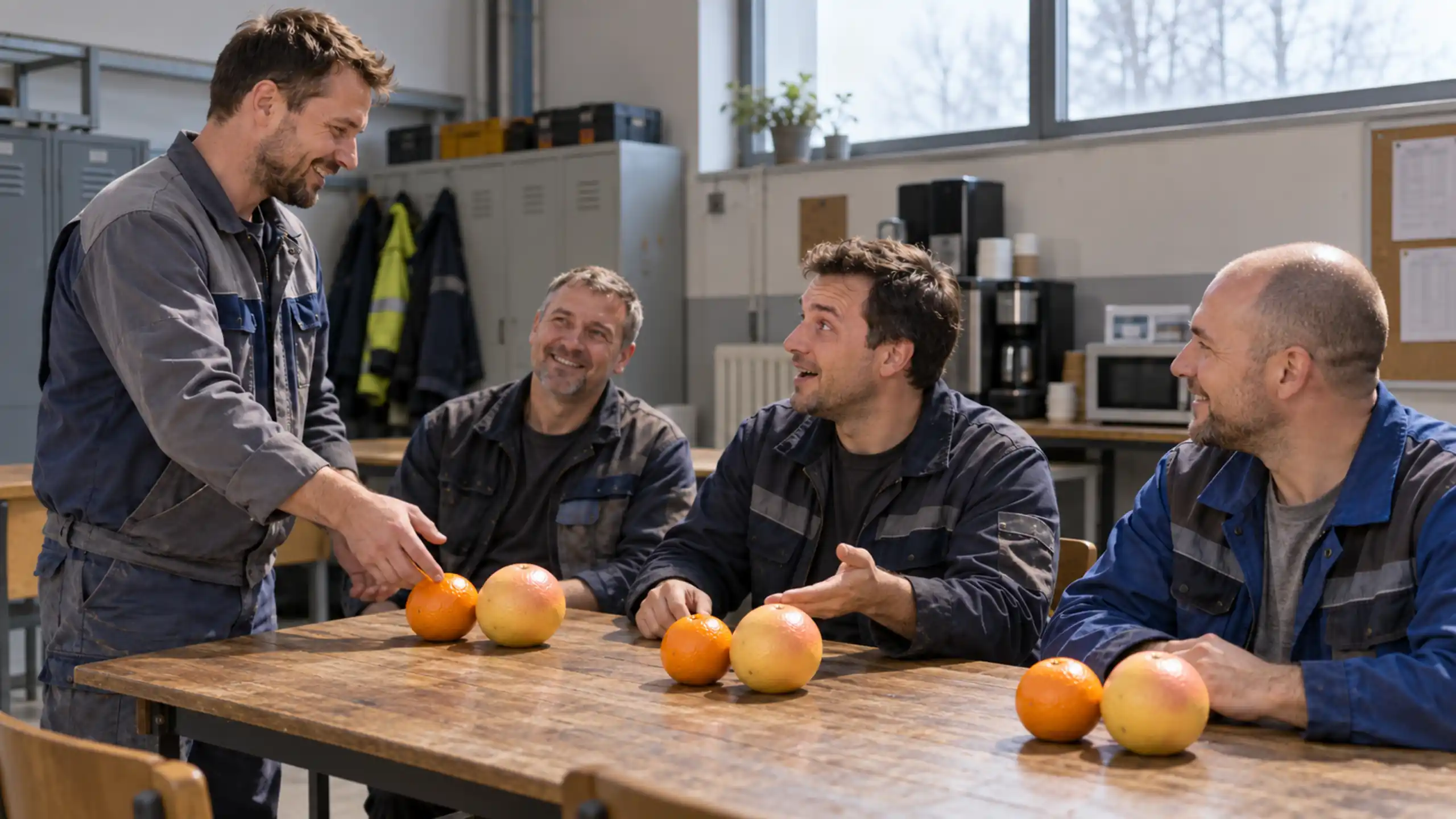 Alexander kolegom v práci pomaranče grepfruity namiesto alkoholu na narodeniny