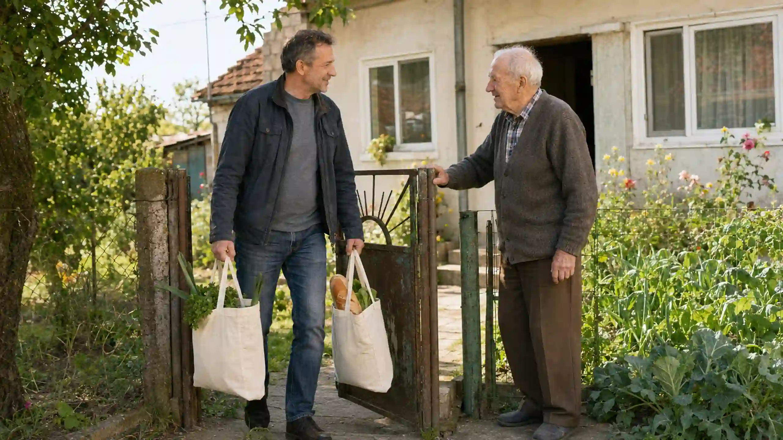 Môžu odchádza z domu svojho otca a nesie tašky cez bráničku